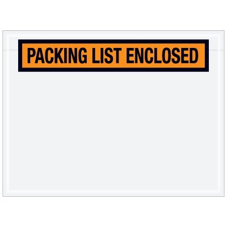 Bsc Preferred 4-1/2 x 6'' Orange Panel-Face ''Packing List Enclosed'' Envelopes, 1000PK BUY00024589